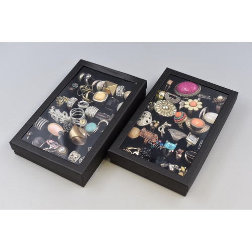 88 - A Selection of Approx 70 Vintage Designer Rings, In Two Presentation Boxes