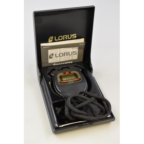 95 - Lorus Stopwatch complete with Case and Booklet