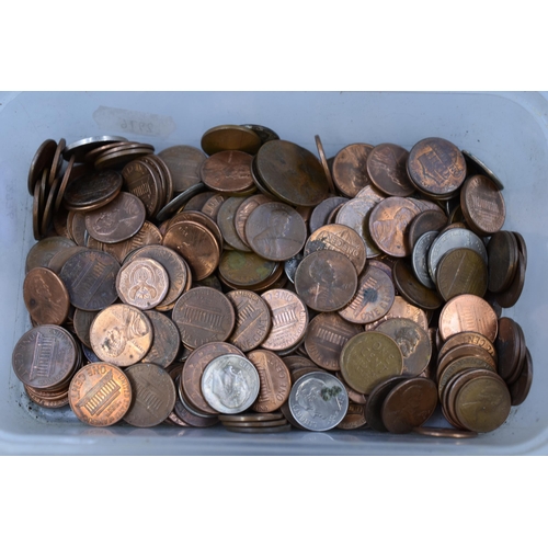 125 - Mixed selection of Mainly USA Lincoln One Cent Coins (730 grams)