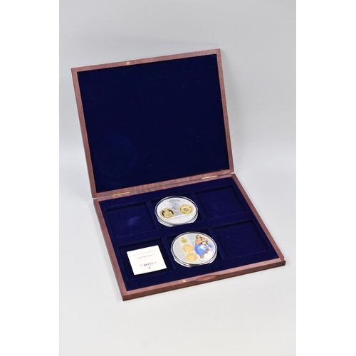 135 - Two Silver Plated with Gold Spot 70mm Vatican Medallion complete with case and Certificate s