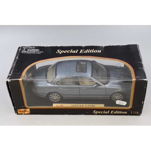 146 - Boxed, Maisto Special Edition Jaguar S-Type ( 1999 ) in Metallic Blue, Scale 1:18, Die-Cast, Model 3... 