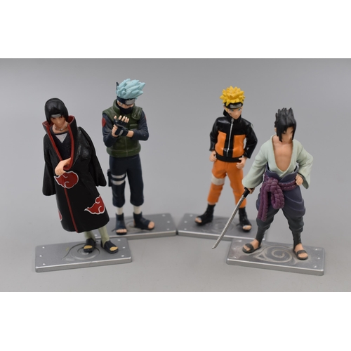 157 - Four Naruto Shippuden Action Figures Includes Naruto, Kakashi, Sasuke and Itachi. AF, All Approx 4.5... 