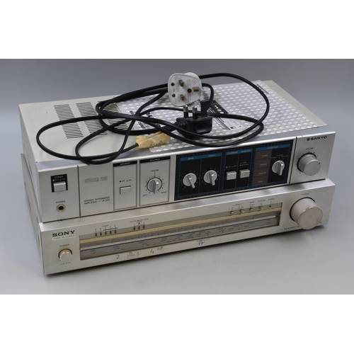 544 - A Sanyo JA 220 Stereo Integrated Amplifier, With a Sony ST-A30L FM Stereo/AM-FM Tuner. Both Power On... 