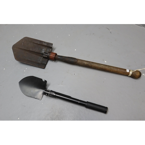 713 - Two Folding Shovels to include Vintage and modern Version