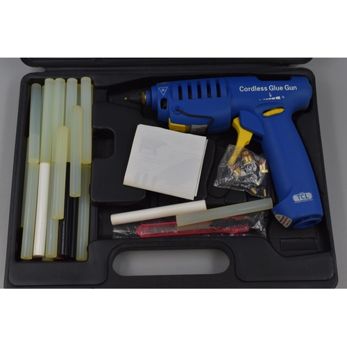 721 - Cased As New Butane Gas Powered Glue Gun Complete with Glue Sticks, Nozzles and Instructions