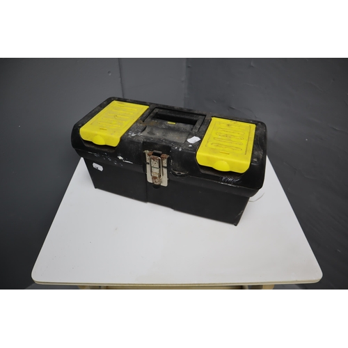 724 - A Stanley Toolbox With A Selection of Tools. Includes Socket Set, Spanners, And G Clamps