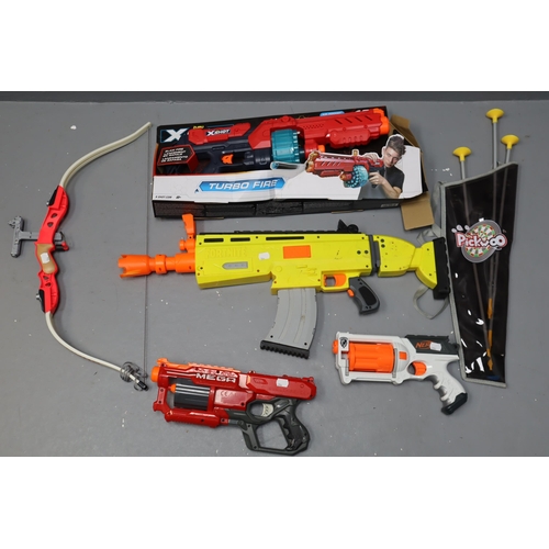 817 - Selection Including Nerf Guns, XShot Dart Gun and Bow with Suction Cup Arrowheads