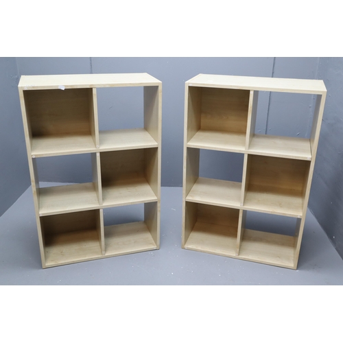 635 - A Pair of Modern Pine Effect Storage Units (Each With Six Storage Cubes), Approx 24