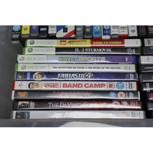 863 - Approx 170 DVD's, Blu-Rays, XBOX 360 Games and More (Four Boxes)