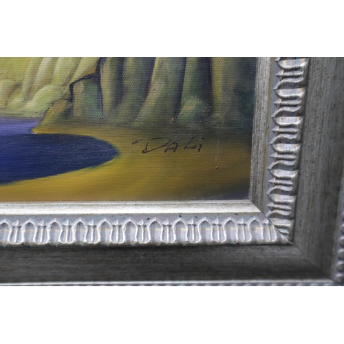 644 - After Salvador Dali (1904 to 1989) Framed Oil on Canvass entitled Melting Watch (25