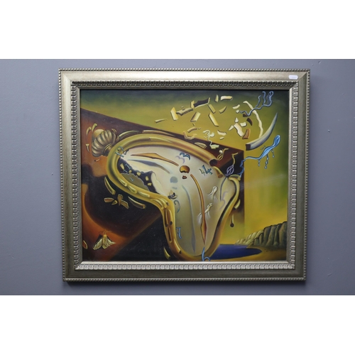 644 - After Salvador Dali (1904 to 1989) Framed Oil on Canvass entitled Melting Watch (25