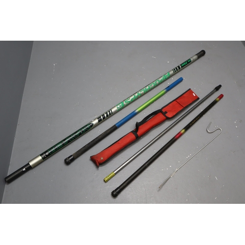 679 - Maver 11.25 mtr over handed pole (section 4 need replacing) all sections are present, spear telscopi... 