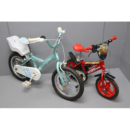 654 - Selection of 2 Childrens Bicycles Including Apollo Sparkle and Lightning McQueen (NO POSTAGE)