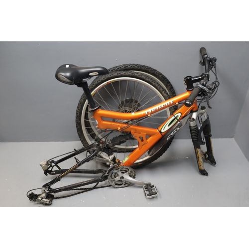 675 - CARRERA HELLCAT Mountain Bike in orange (requires assembly & maintenance). No Postage