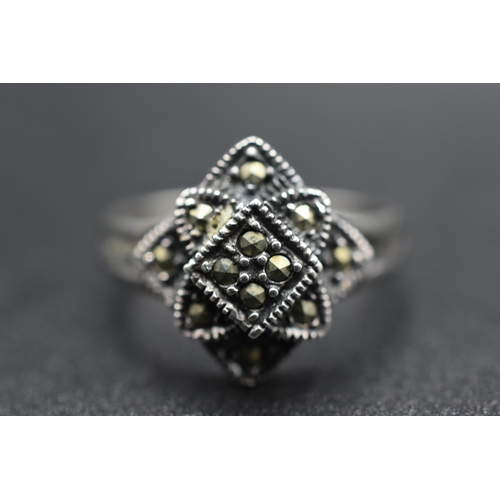 4 - A 925. Silver Maracasite Stoned Art Deco Style Ring