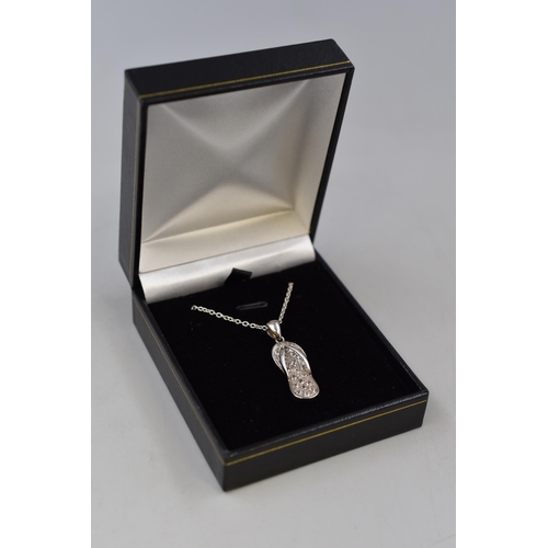 7 - Silver 925 Necklace with Flip Flop Pendant Complete with Presentation Box