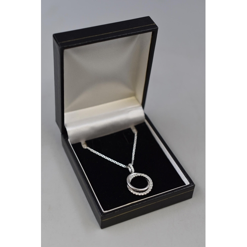 12 - Silver 925 Mariner Necklace with Clear Stoned Pendant Complete with Presentation Box