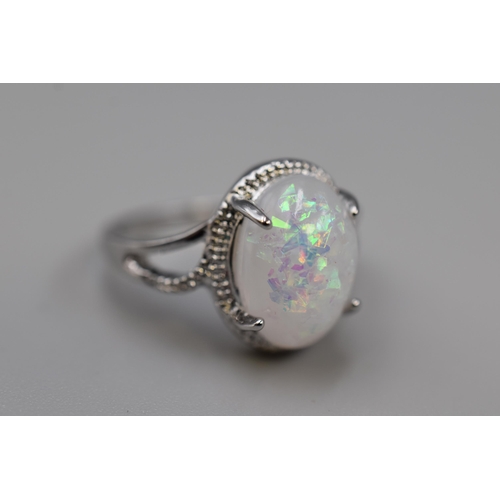 13 - 925 Silver Ring Size R Australian Fire Opal