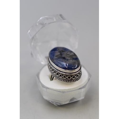 14 - Sodalite Gemstone 925 Silver Ring Size R