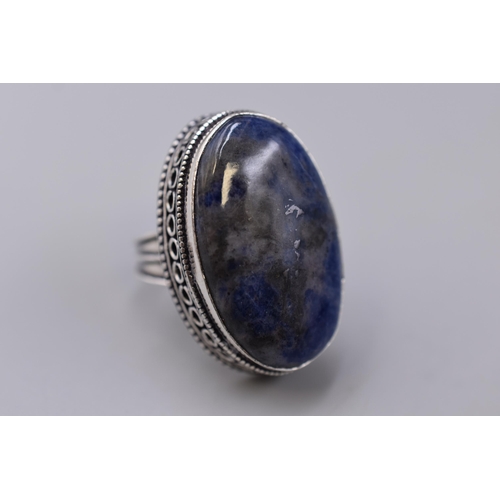 14 - Sodalite Gemstone 925 Silver Ring Size R