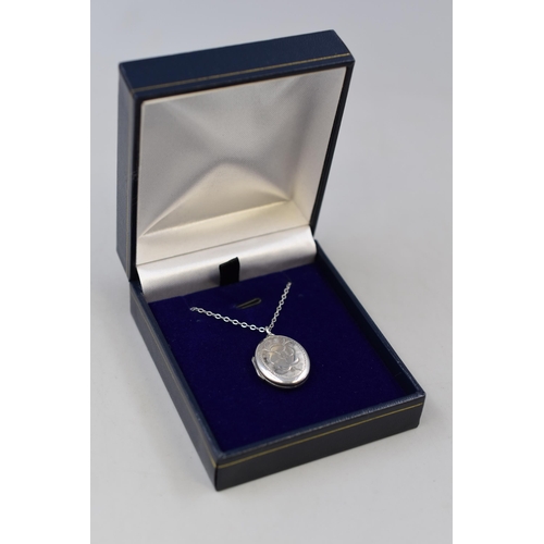 16 - Sterling Silver Locket Necklace Complete with Presentation Box