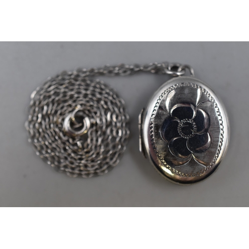 16 - Sterling Silver Locket Necklace Complete with Presentation Box