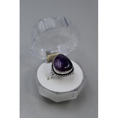 18 - 925 Silver Ring Size Q Amethyst Gemstone