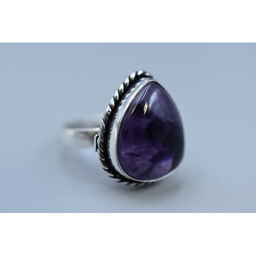 18 - 925 Silver Ring Size Q Amethyst Gemstone