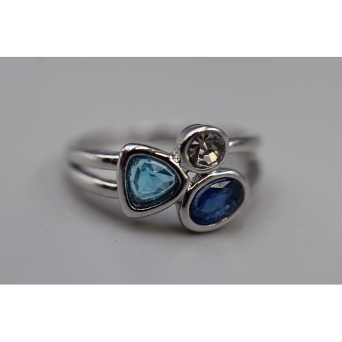 20 - 925 Silver Ring Size Q Mixed Sapphires