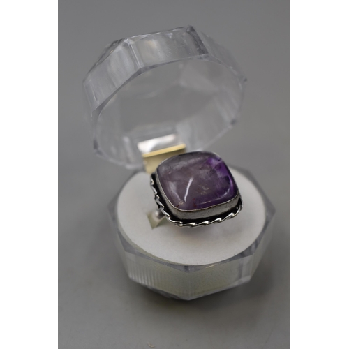 21 - 925 Silver Ring Size Q Amethyst Gemstone