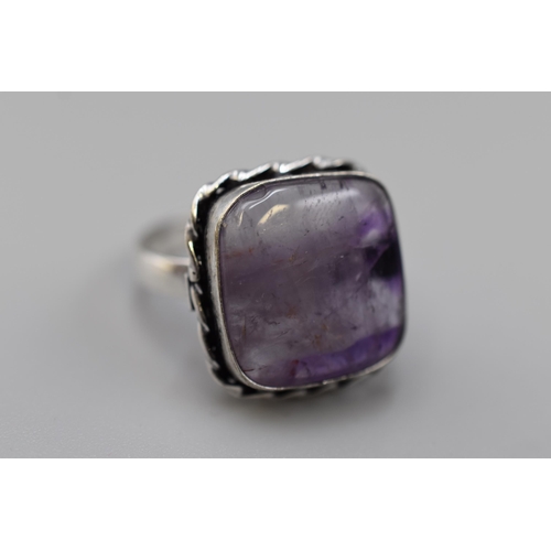 21 - 925 Silver Ring Size Q Amethyst Gemstone