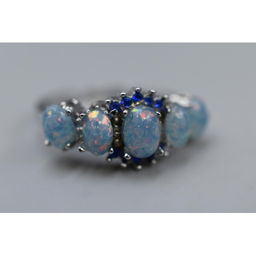 22 - 925 Silver Ring Size W Australian Blue Opal