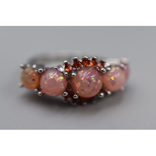 25 - 925 Silver Ring Size P Austalian Pink Opal