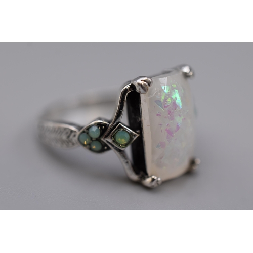 26 - 925 Silver Ring Size Q Australian Opal