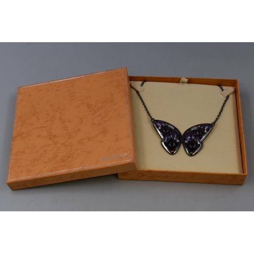 63 - Beautiful purple jewelled butterfly necklace