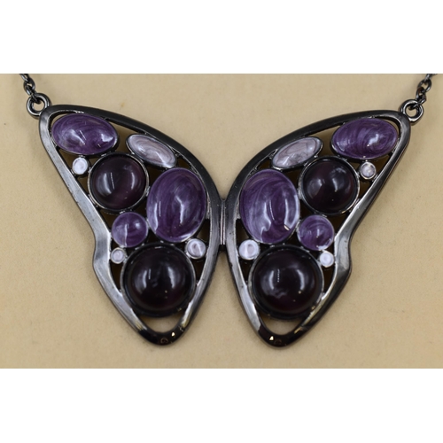 63 - Beautiful purple jewelled butterfly necklace