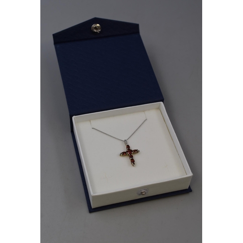 71 - Silver 925 Necklace with Cross Pendant, Complete with Presentation Box