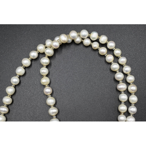 74 - A 925. Silver Clasped Pearl Necklace, With Heart Pendant