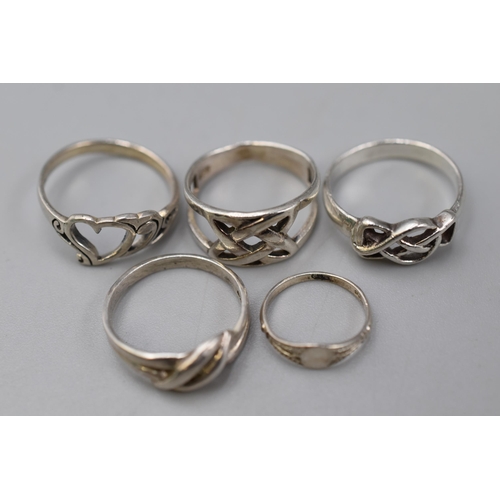 77 - 5 Silver 925 rings (various sizes) to include a baby's ring