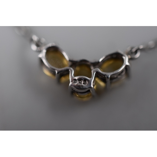 94 - Silver 925 Yellow Stoned Necklace Complete with Presentation Box