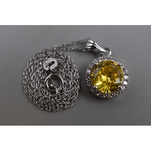 95 - Silver 925, Yellow Stoned Necklace Complete in Presentation Box