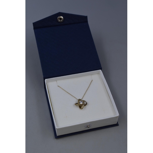 96 - Silver 925, Gold Necklace with Clear Stone, Complete with Presentation Box