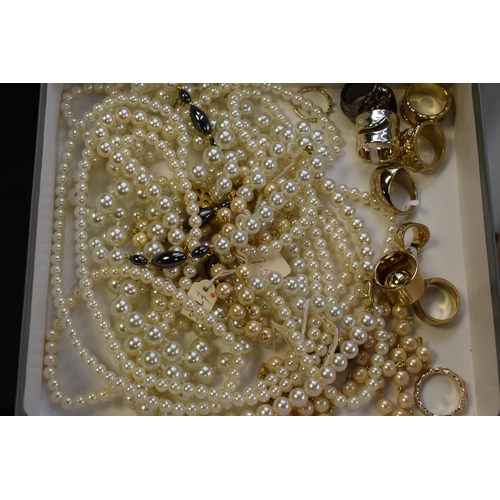 248 - A Selection of Eight Pearl Necklaces, With Nine Designer Rings