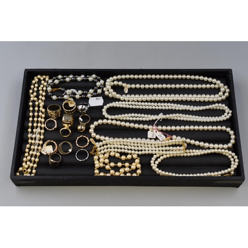 104 - A Selection of Designer Jewellery To Include Pearl Necklaces, And Designer Rings