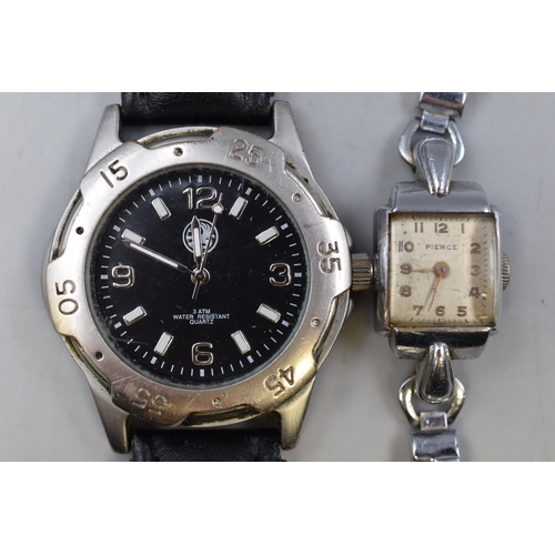 254 - Four Watches To Include Quartz Vauxhall Watch, Pierce, Marcasite Stoned Estyma 17 Jewels Watch, And ... 