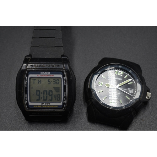 121 - A Casio W-201 Digital Watch, With A Casio HD Watch Head. Both Working