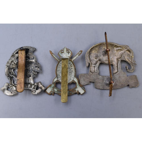 285 - 3 Military cap badges to include: 19th Alexandra, Princess of Wales and Usars, Artists Rifles and Si... 