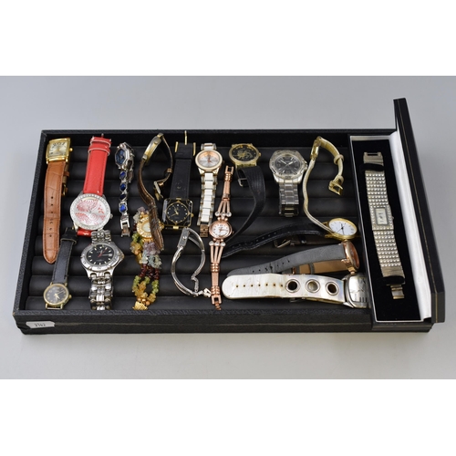 135 - A tray with a selection of watches on to include Quartz and more