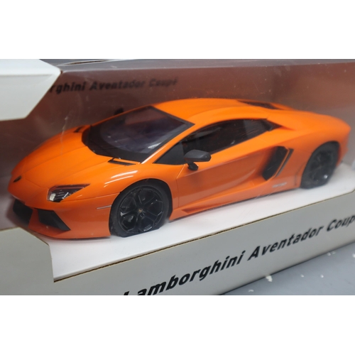 138 - RW Jian Feng Yuan Remote Control Model Lamborghini Aventador Coupe in Orange Scale 1:14, Appears Unu... 