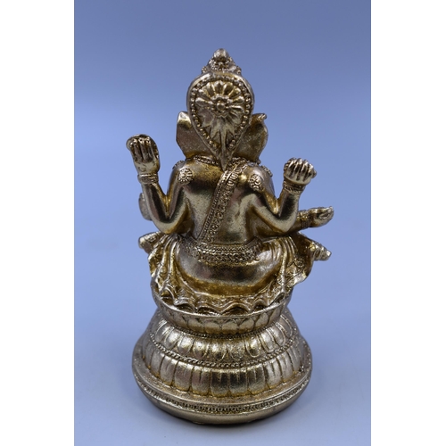 303 - Gold Tone Hindu God Ganesh Statue 8